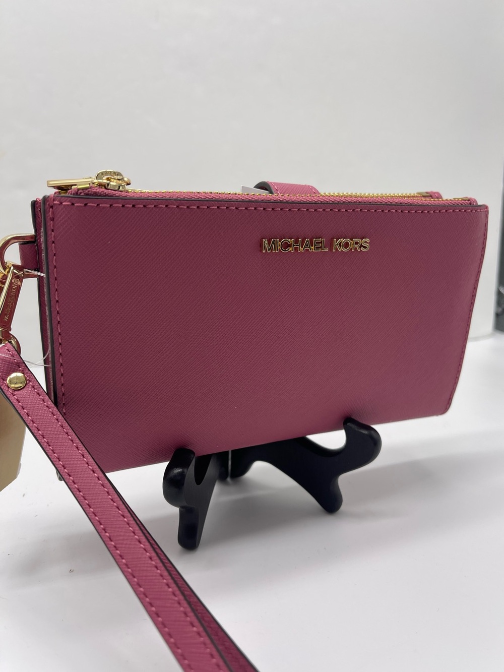 MICHAEL KORS Jet Set Travel Lg Double Zip Leather Wristlet Wallet
Rosewood 
NWT